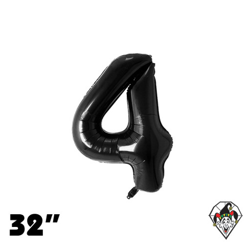 32 Inch Number 4 Black Foil Balloon 1ct
