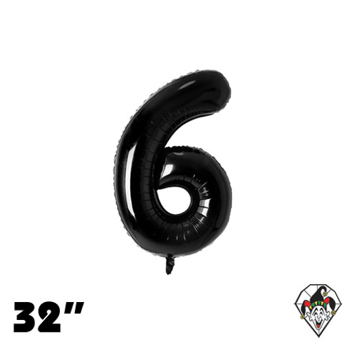 32 Inch Number 6 Black Foil Balloon 1ct