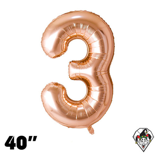 40 Inch Number 3 Champagne Gold Foil Balloon 1ct