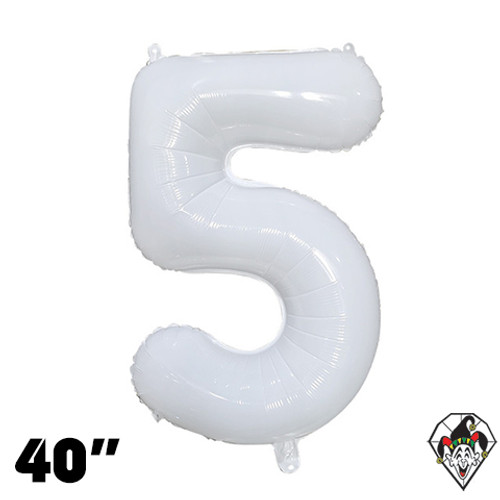 40 Inch Number 5 Milky White Foil Balloon 1ct