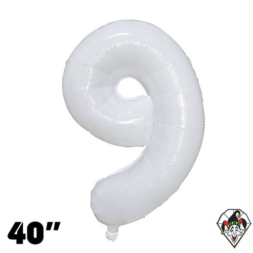 40 Inch Number 9 Milky White Foil Balloon 1ct