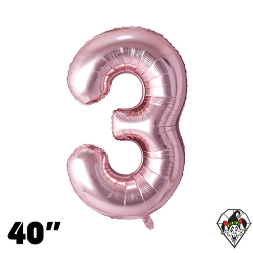 40 Inch Number 3 Rose Gold Foil Balloon 1ct