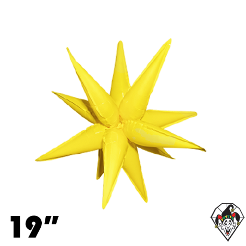 19 Inch Starburst Vivid Yellow Foil Balloon 1ct  (12 Spikes)