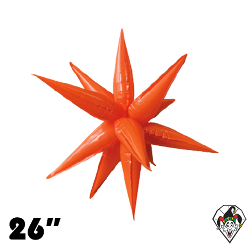 26 Inch Starburst Vivid Orange Foil Balloon 1ct  (12 Spikes)