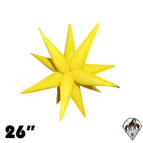 26 Inch Starburst Vivid Yellow Foil Balloon 1ct  (12 Spikes)