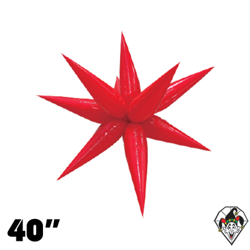 40 Inch Starburst Vivid Red Foil Balloon 1ct  (12 Spikes)