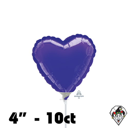 04 Inch Heart Metallic Purple Foil Balloon Anagram 10ct