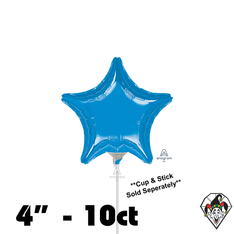 04 Inch Star Metallic Blue Foil Anagram 10ct - Balloon Only