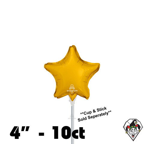 04 Inch Star Metallic Gold Foil Anagram 10ct - Balloon Only