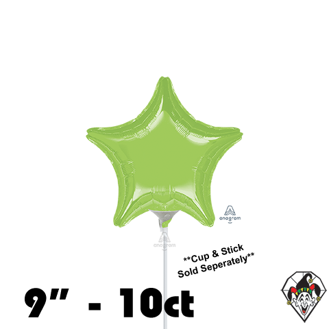 09 Inch Star Metallic Lime Green Foil Anagram 10ct - Balloon Only