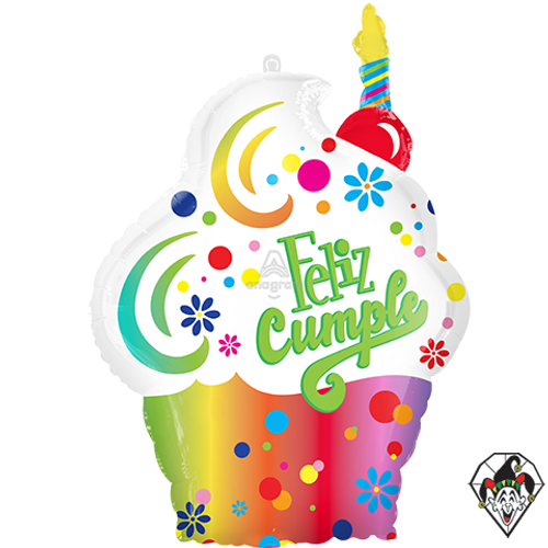 34 Inch Shape Feliz Cumpleanos Puntos Foil Balloon Anagram 1ct