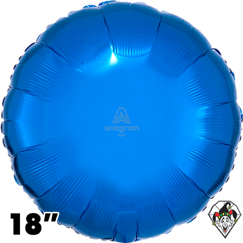 18 Inch Circle Metallic Blue Foil Balloon Anagram 1ct
