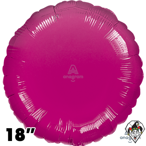 18 Inch Circle Metallic Fuchsia Foil Balloon Anagram 1ct