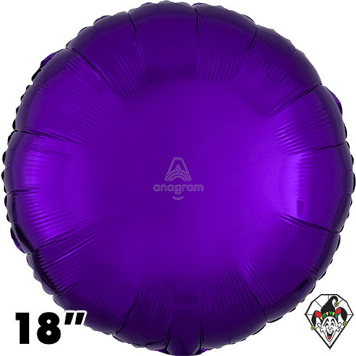 18 Inch Circle Metallic Purple Foil Balloon Anagram 1ct