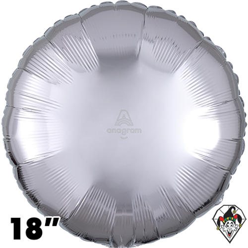 18 Inch Circle Metallic Silver Foil Balloon Anagram 1ct