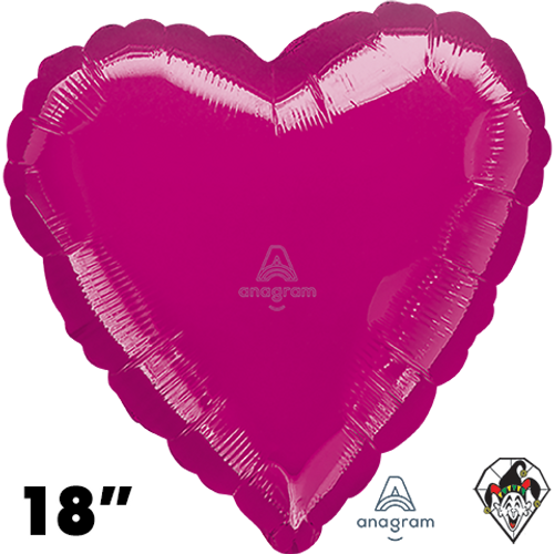 18 Inch Heart Metallic Fuchsia Foil Balloon Anagram 1ct