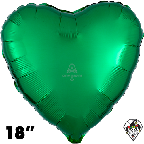 18 Inch Heart Metallic Green Foil Balloon Anagram 1ct