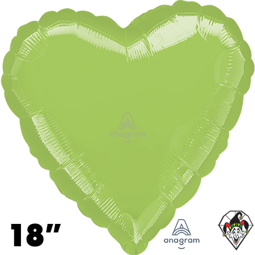 18 Inch Heart Metallic Lime Green Foil Balloon Anagram 1ct