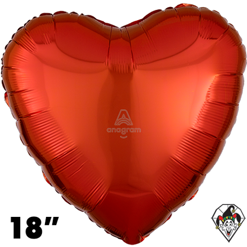 18 Inch Heart Metallic Orange Foil Balloon Anagram 1ct