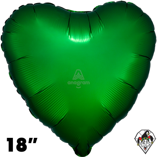 18 Inch Heart Satin Emerald Foil Balloon Anagram 1ct