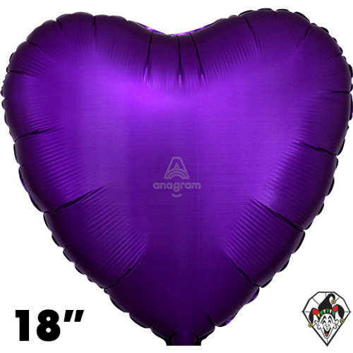 18 Inch Heart Satin Purple Royale Foil Balloon Anagram 1ct