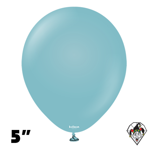5 Inch Round Retro Blue Glass Balloons Kalisan 100ct