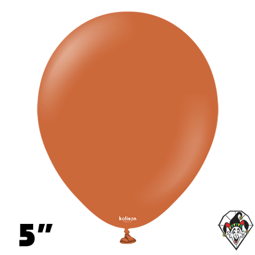 5 Inch Round Retro Rust Orange Balloons Kalisan 100ct