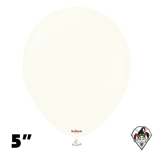5 Inch Round Retro White Balloons Kalisan 100ct