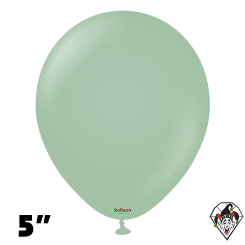 5 Inch Round Retro Winter Green Balloons Kalisan 100ct