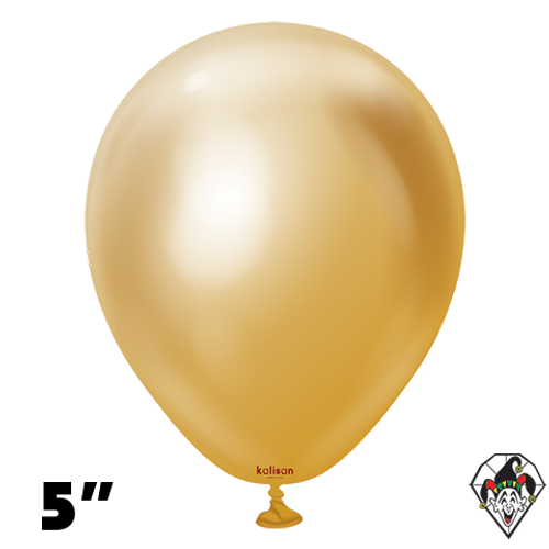 5 Inch Round Mirror Gold Balloons Kalisan 100ct
