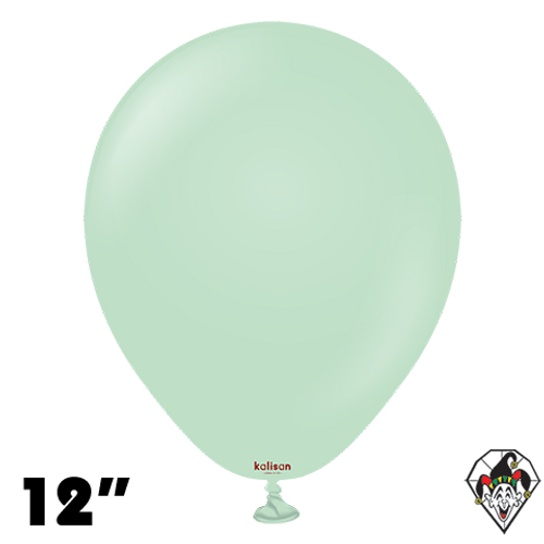 12 Inch Round Macaron Green Balloons Kalisan 100ct