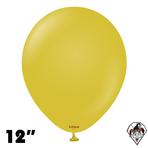 12 Inch Round Retro Mustard Balloons Kalisan 100ct