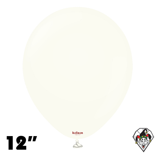 12 Inch Round Retro White Balloons Kalisan 100ct