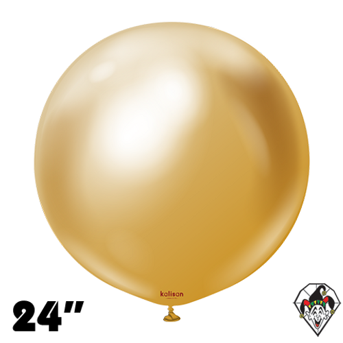 24 Inch Round Mirror Gold Balloons Kalisan 2ct