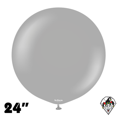 24 Inch Round Standard Gray Balloons Kalisan 2ct