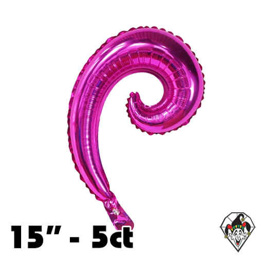 15 Inch Curly Wave Magenta Foil Balloon 5ct