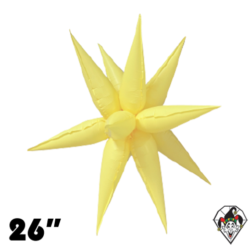 26 Inch Starburst Pastel Yellow Foil Balloon 1ct  (12 Spikes)