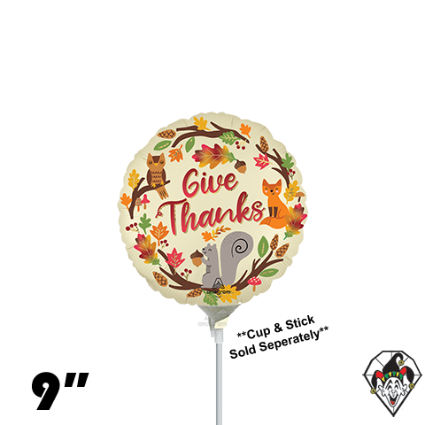 09 Inch Circle Satin Happy Fall Give Thanks Foil Anagram 1ct - Balloon Only