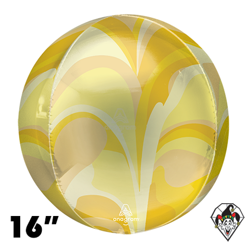 16 Inch Orbz Gold Macro Marble Foil Balloon Anagram 1ct