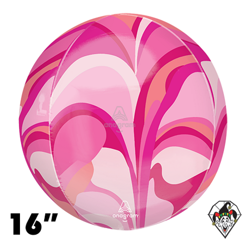 16 Inch Orbz Pink Macro Marble Foil Balloon Anagram 1ct