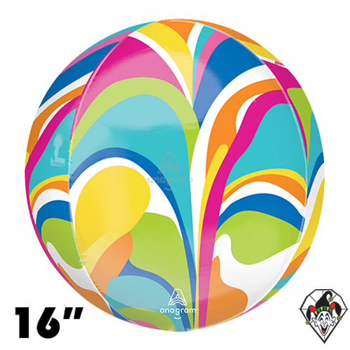 16 Inch Orbz Vibrant Macro Marble Foil Balloon Anagram 1ct
