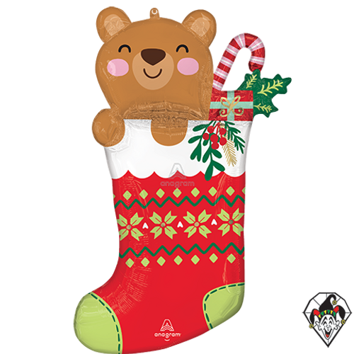 32 Inch Shape Beary Christmas Stocking Foil Balloon Anagram 1ct