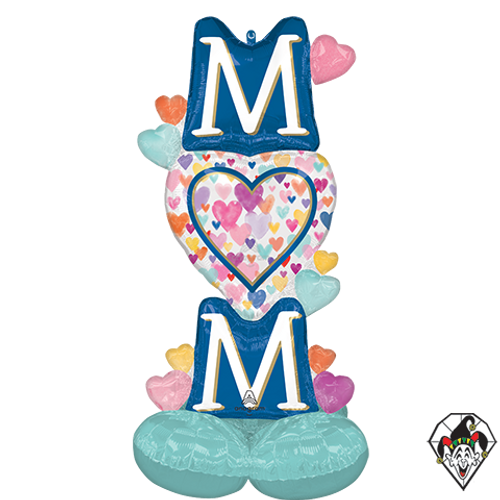 49 Inch AirLoonz Mom Sprinkled Hearts Foil Balloon Anagram 1ct