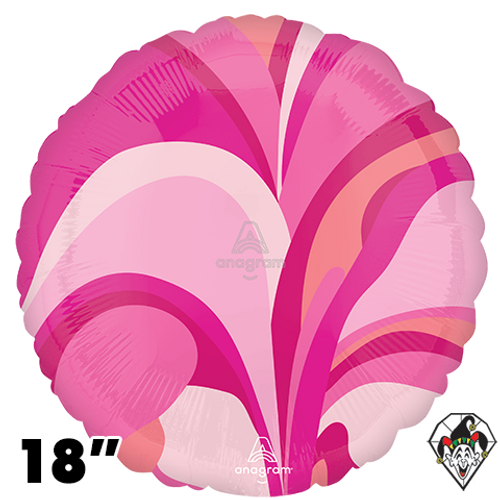 18 Inch Circle Pink Macro Marble Foil Balloon Anagram 1ct