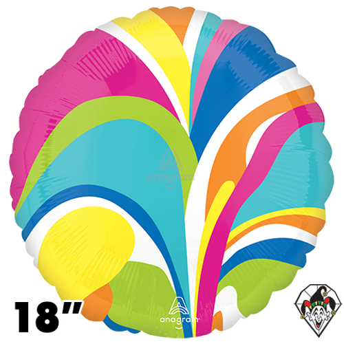 18 Inch Circle Vibrant Macro Marble Foil Balloon Anagram 1ct