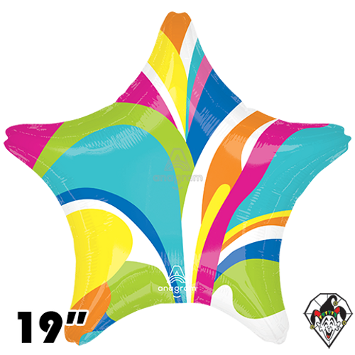 19 Inch Star Vibrant Macro Marble Foil Balloon Anagram 1ct