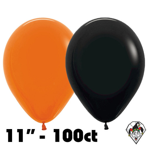 11 Inch Round Assortment Black & Orange Sempertex 100ct