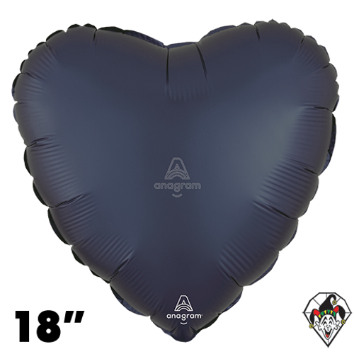 18 Inch Heart Satin True Navy Foil Balloon Anagram 1ct
