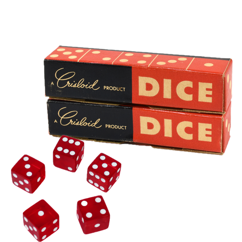 Vintage Crisloid Box of 5 Red Dice