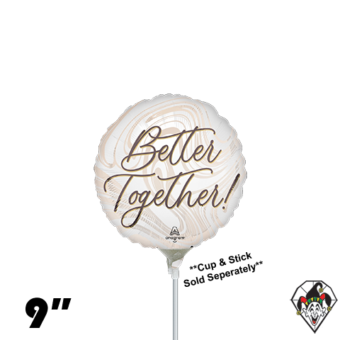 09 Inch Circle Satin Marble Wedding Foil Anagram 1ct - Balloon Only
